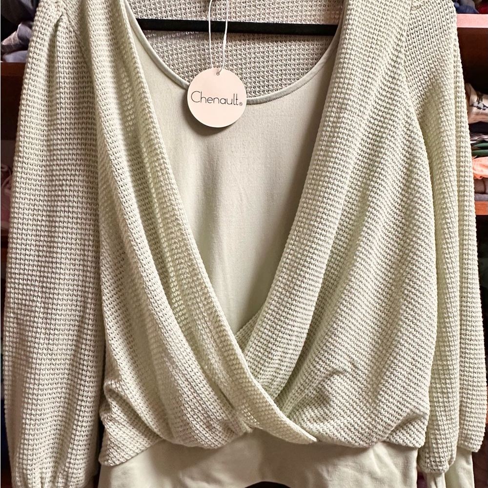 Chenault Light Green Knit Blouse